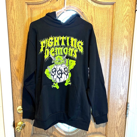 VLONE Fighting Demons Hoodie Black Green Graphic XL Pullover Sweatshirt - Picture 1 of 8